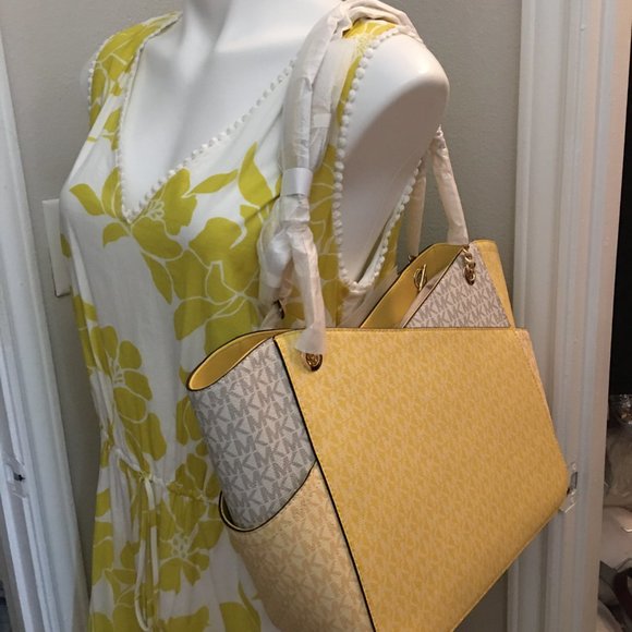 Michael Kors Daffodiil Colorblock Jet Set Tote Bag - Retail $558  Mic1 - Picture 6 of 13